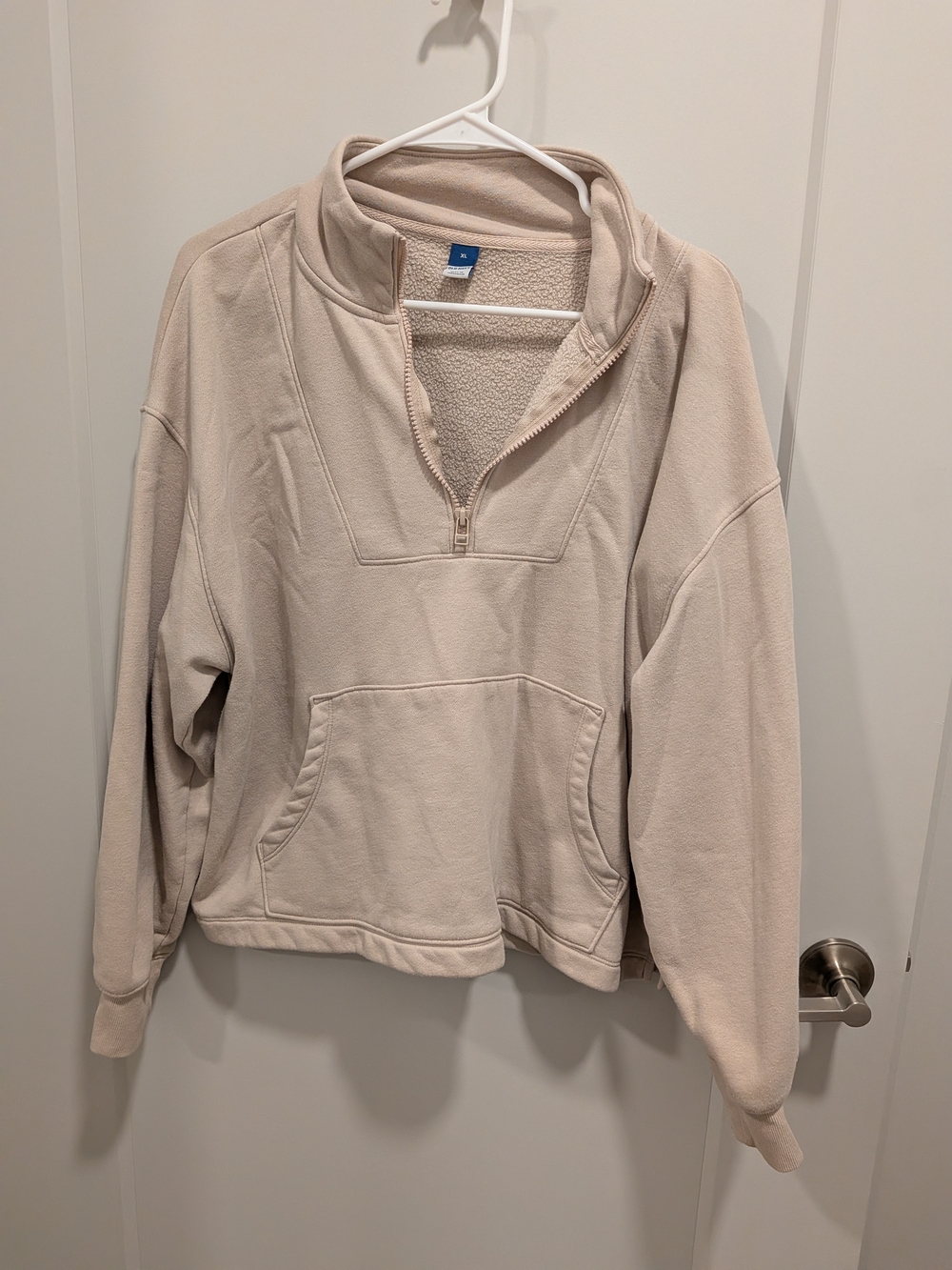Old Navy Cream Quarter-Zip Pullover Sweatshirt